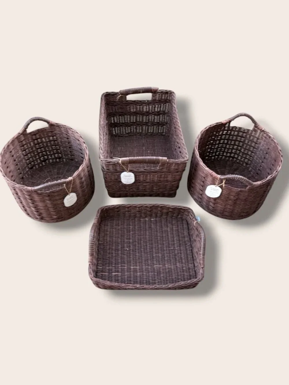 Studio McGee Woven Rectangular Storage Basket in Brown